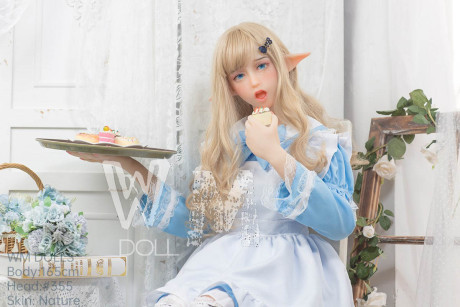 Pretty elf sex doll Hathorne posing in a fine yummy dress, leggings and heels