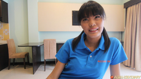 Oriental first timer Nunxang bangs a sex tourist during raw action on a bed