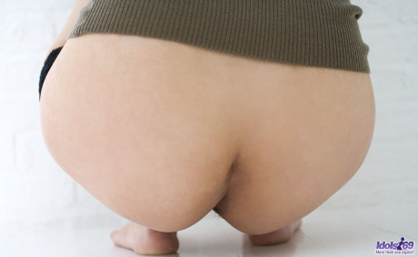 Japanese young Misaki Mori exposes herself while changing her clothing