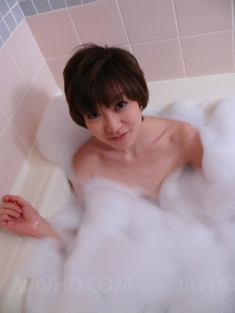 Akina Hara asian swallows and swallows boner in full of foam bathtub