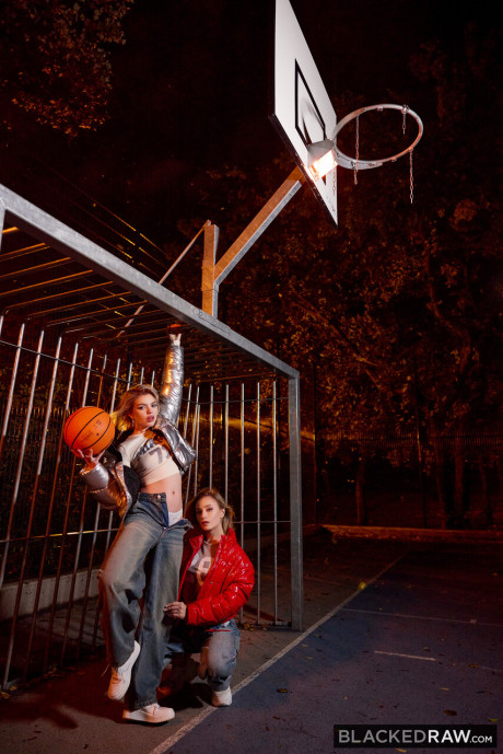 Blondy bitches Lily Blossom and Ashby Winter have a foursome with ebony males