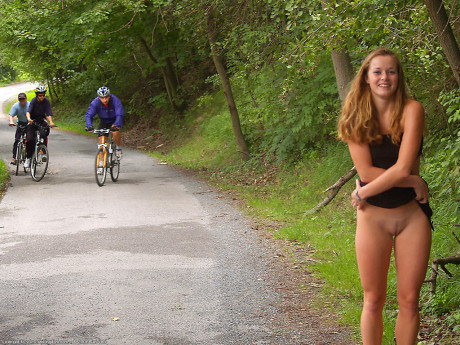 Shameless amateur German teenie Dagmar walking ass naked in public