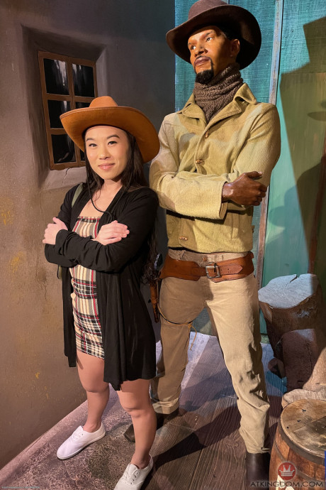 Asian young Kimmy Kimm doffs her clothes and flaunts her juicy twat