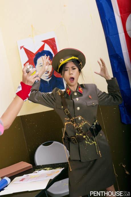 Asian vixen Marica Hase and North Korean soldier Joey Kim have intense sex