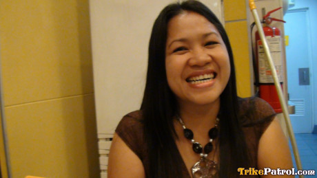 Oriental wife Sonja Dizon sucks a thick boner & takes it in her hot snatch