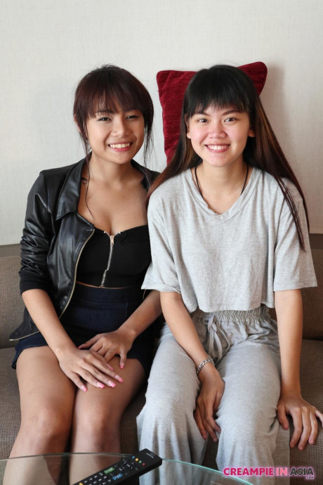 Skinny chinese amateurs Sprite and Mon strip and pose undressed together