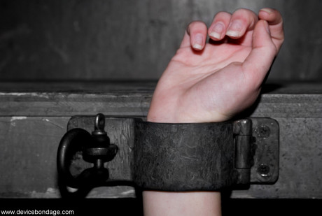Barely legal Brazilian sub Sara Scott posing bound in the dungeon
