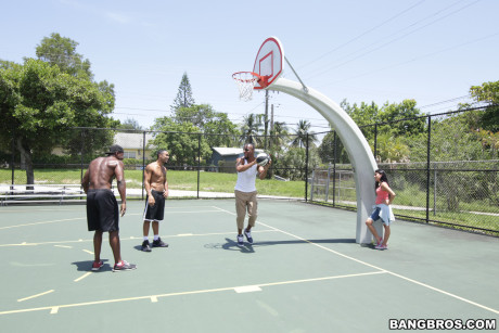 Skinny teen Michelle Martinez likes a dirty debauchery with black basketballers