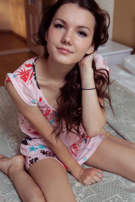 Teen honey Iva flaunts her small behind and yummy twat in her room