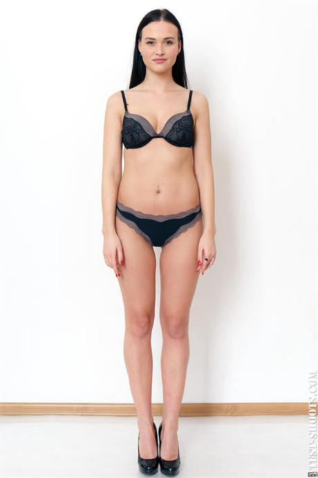 Stunning sweet babe Gabby Bella shows her gorgeous naked body wearing high heels