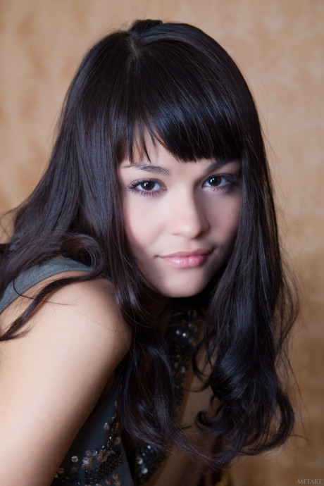 Teenie glamour bitch girlfriend girl with tiny breasts Shereen A flaunts her bush on a bannister