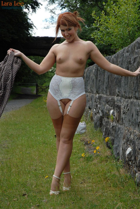 Lara can't hold her pee and pisses beside road as dirt biker riders pass by
