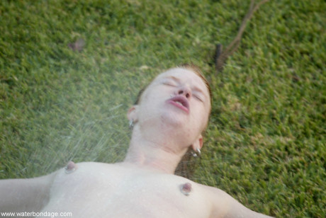 Bound slave whore girlfriend woman Madison fresh teenie gets her pierced snatch toyed outdoors