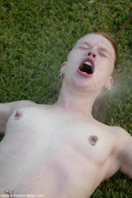 Bound slave whore girlfriend woman Madison fresh teenie gets her pierced snatch toyed outdoors