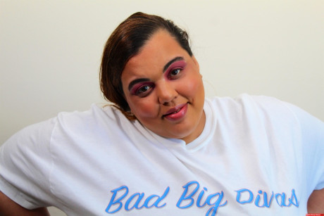 Amateur SSBBW Golden Bombshell slips lingerie over her behind crack