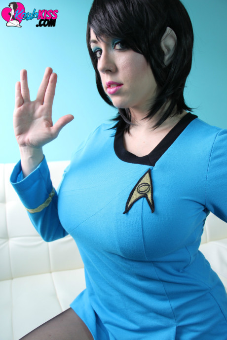 Cosplay girl chick Kayla Kiss gives a busty Star Trek performance with pasties