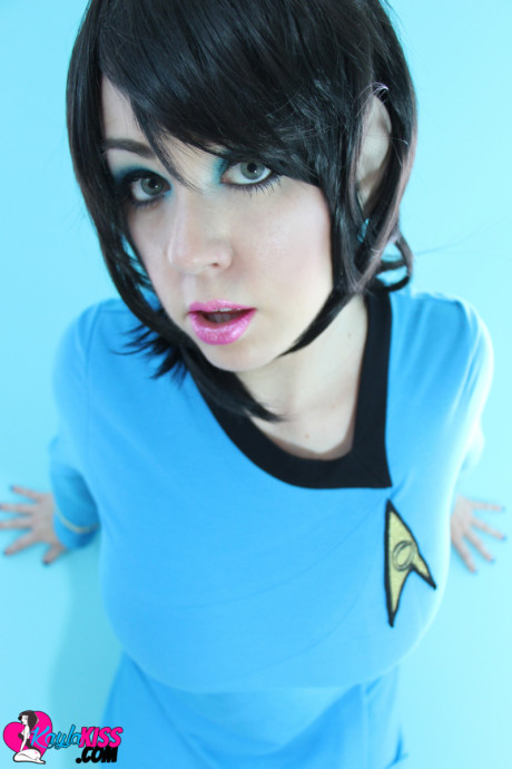 Cosplay girl chick Kayla Kiss gives a busty Star Trek performance with pasties