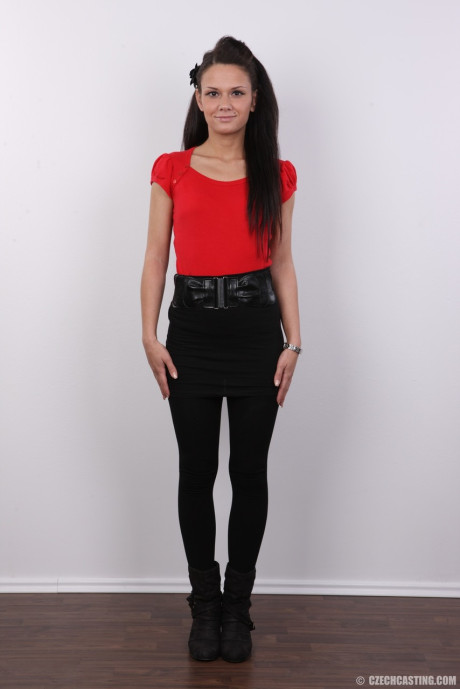 Slender first timer Franka shows her nice behind while standing totally naked