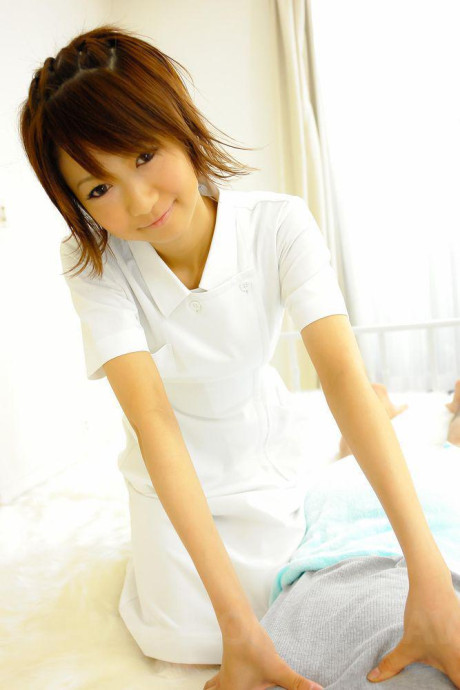 Thin Japanese nurse Miriya Hazuki pleasures a patient's stiff dick