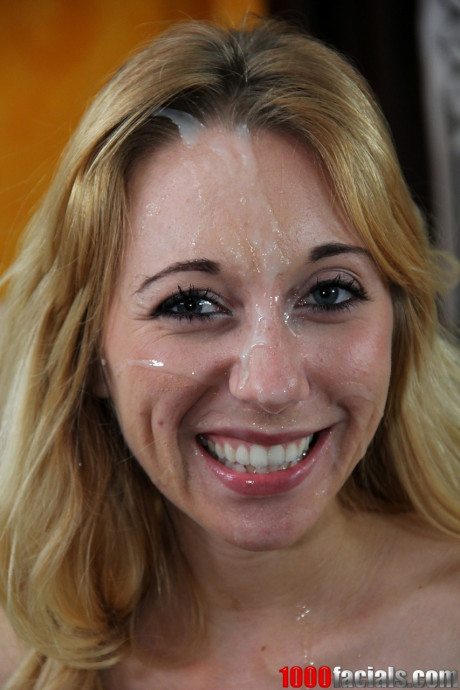 Thin blondy chick woman Emma Haize gets a facial after sucking dong