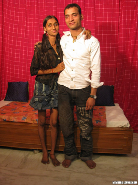 Skinny Indian woman is stripped nude before having her pussy licked and spread