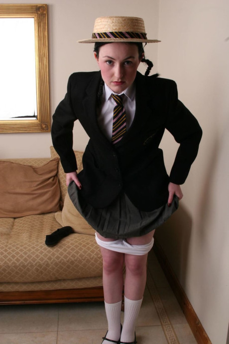 British schoolgirl has her behind spanked and paddled by an cougar boy man dude