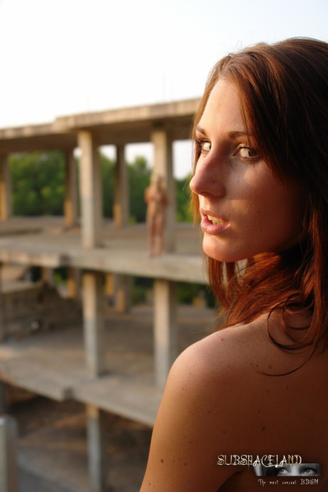 Undressed females sex slaves gets flogged when not being fondled outside