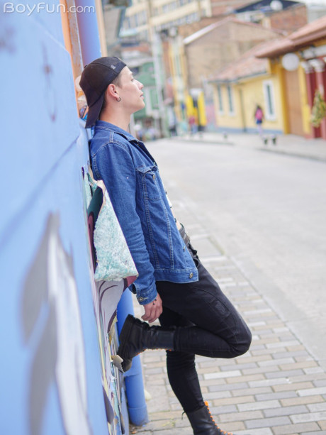 Fresh teenie boys have sex after catching sight of each other on a public sidewalk