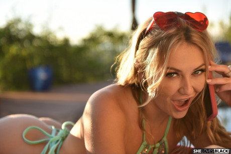 Teenie goddess Adira Allure rides a BBC after teasing with her hot ass outdoors