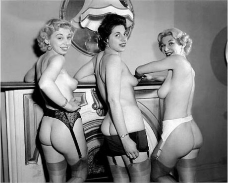 Models of yore removing bras and girdles to flaunt their stuff in vintage porn