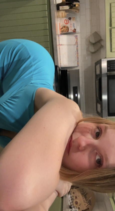 Amateur bitch girl lady looses her firm boobies from a blue dress in a galley