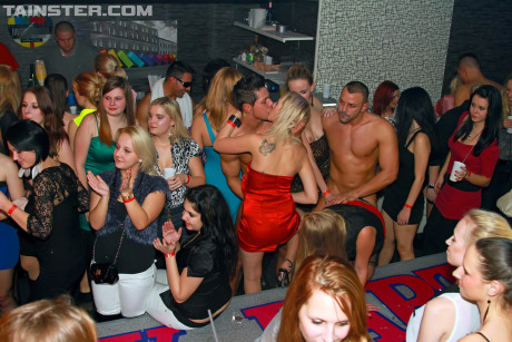 Super horny girls having some XXX fun with handsome strippers