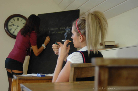 Emma Claire Jones & Miss Fifi smoke during a French tutoring lesson