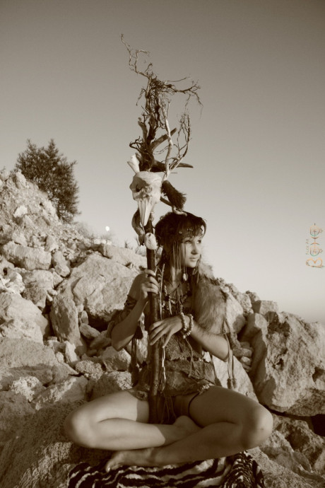 Native Indian babe flaunting her small boobies and hot pussy outdoors