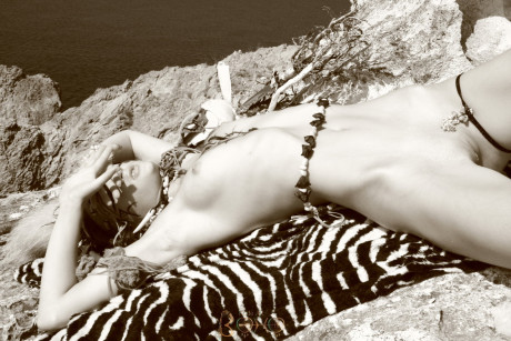 Native Indian babe flaunting her small boobies and hot pussy outdoors