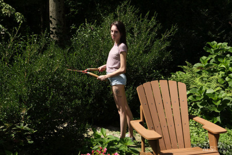 Extremely petite amateur teen Aria Haze rides herself with a beer bottle