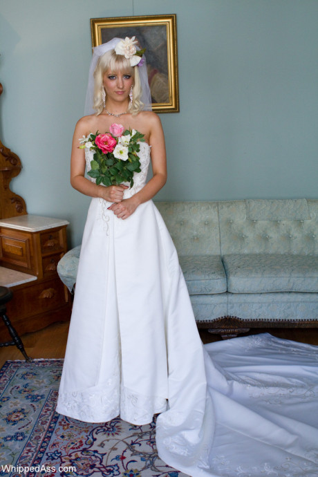 Attractive bride Cherry Torn teases in her wedding dress as her hot maids get drunk