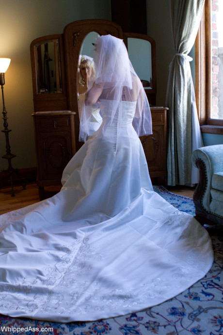 Attractive bride Cherry Torn teases in her wedding dress as her hot maids get drunk