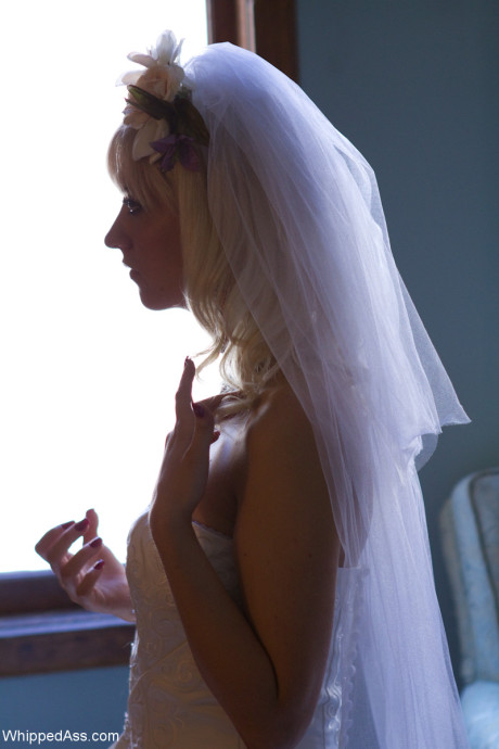 Attractive bride Cherry Torn teases in her wedding dress as her hot maids get drunk
