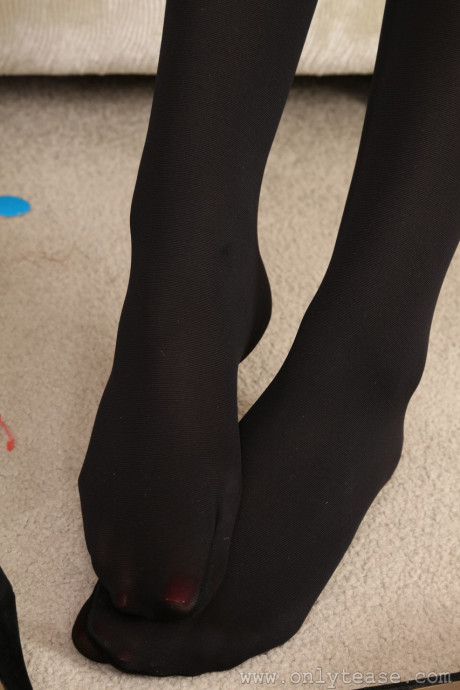 Hot amateur models strip to panties and sheer leggings at the house party