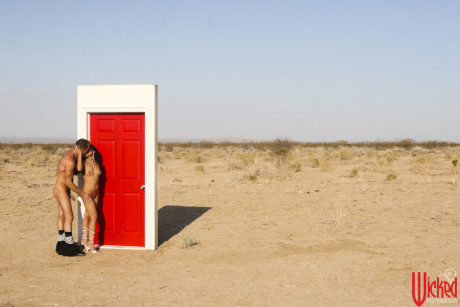 Little oriental MILF Kaylani Lei gets slammed while standing in the desert