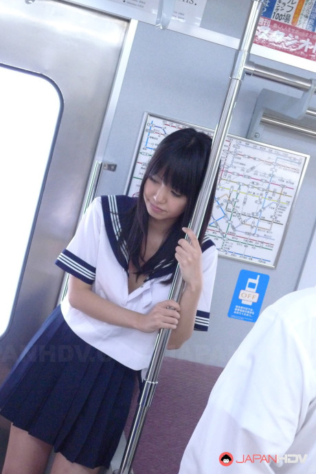 Schoolgirl Yayoi Yoshino gets gangbanged & her silky twat creampied in a train