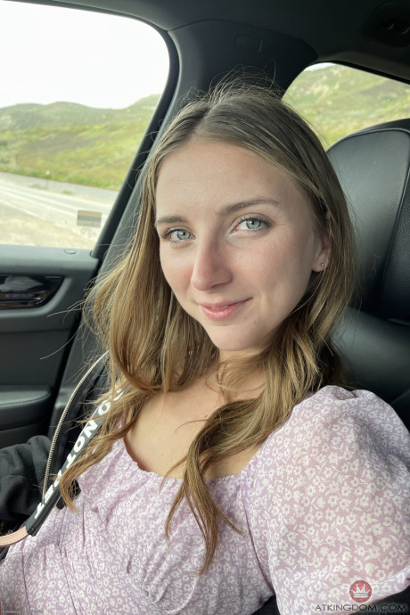 Ravishing teen Macy Meadows shows her tiny tits and presents her cunt