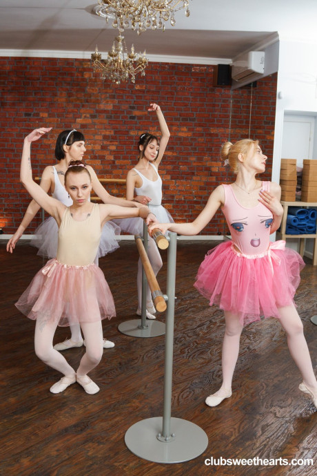Pretty petite teenie ballerinas share a bushy lover stiff boner together