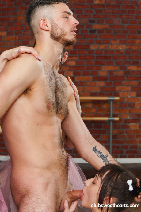 Pretty petite teenie ballerinas share a bushy lover stiff boner together