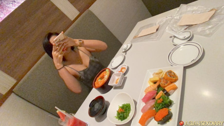 Pretty attractive oriental babe Toei B teases in a charming tight dress and gets a dicking