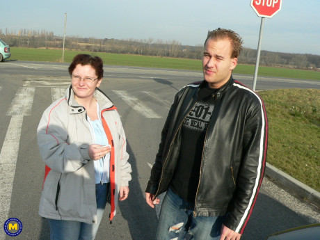 European BBW Marieka joins a stranger in his car and gets her humongous boobies jizzed