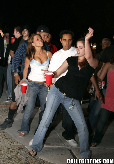 Frenzied party teens blowing cocks licking snatch & getting hammered randomly