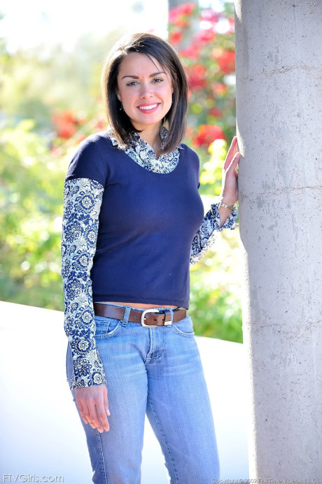 Stunning amateur MILF Paige flashes her great pair of titties in public