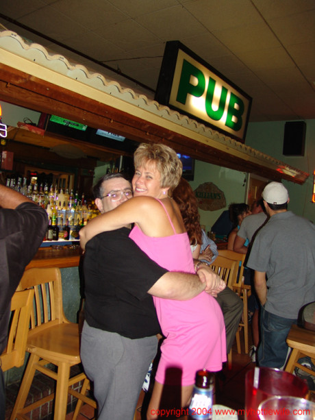 Chesty swinger Double Dee lets different studs blow her massive tits at the bar